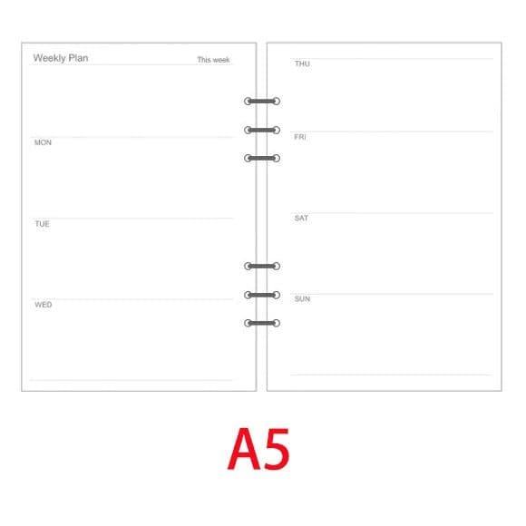image-Classic 6 holes binder notebook inner paper core/refilling inner papers:line,grid,dots,list,daily weekly monthly planner A5 A6