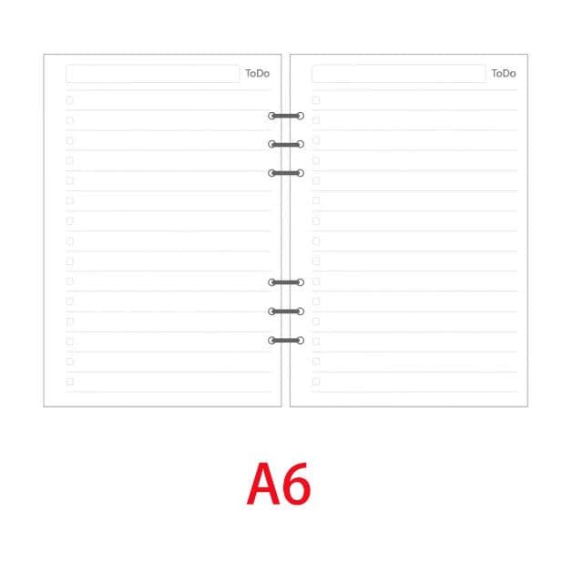 image-Classic 6 holes binder notebook inner paper core/refilling inner papers:line,grid,dots,list,daily weekly monthly planner A5 A6