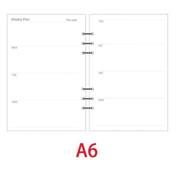 image-Classic 6 holes binder notebook inner paper core/refilling inner papers:line,grid,dots,list,daily weekly monthly planner A5 A6