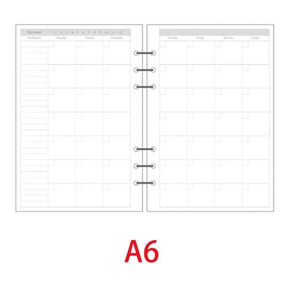 image-Classic 6 holes binder notebook inner paper core/refilling inner papers:line,grid,dots,list,daily weekly monthly planner A5 A6