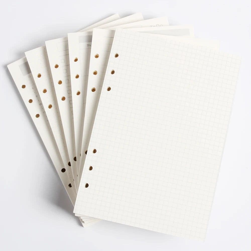 image-Classic 6 holes binder notebook inner paper core/refilling inner papers:line,grid,dots,list,daily weekly monthly planner A5 A6