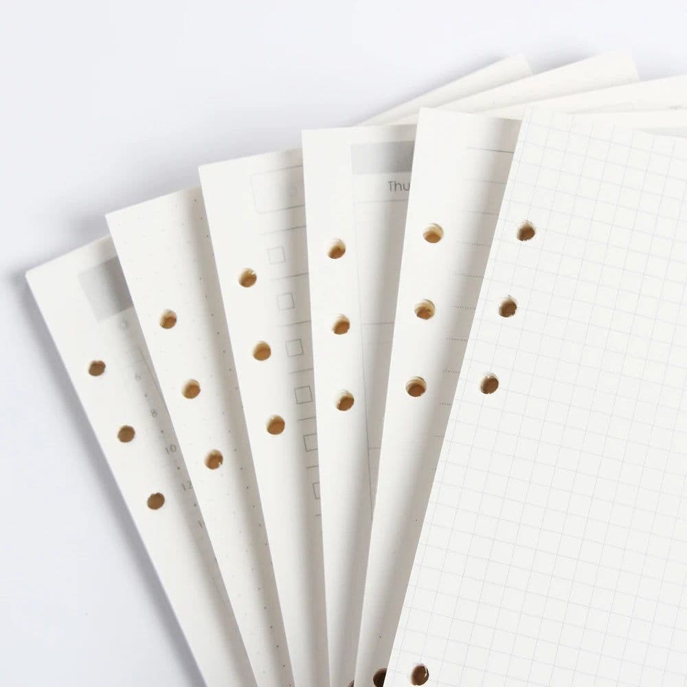 image-Classic 6 holes binder notebook inner paper core/refilling inner papers:line,grid,dots,list,daily weekly monthly planner A5 A6