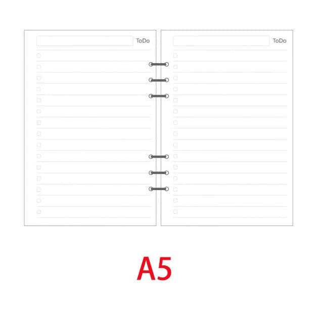 image-Classic 6 holes binder notebook inner paper core/refilling inner papers:line,grid,dots,list,daily weekly monthly planner A5 A6