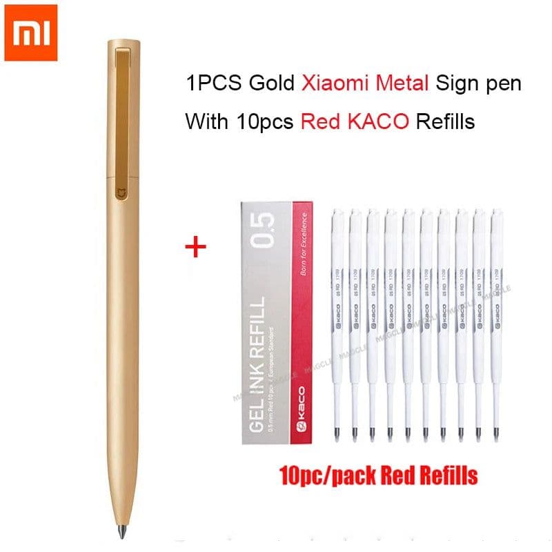 image-Original Xiaomi Mijia Metal Sign Pen Ballpen Mijia Signing Pen 0.5MM PREMEC Smooth Switzerland Refill Black/Blue/Red Ink