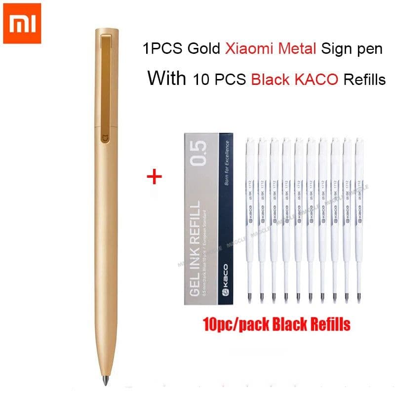 image-Original Xiaomi Mijia Metal Sign Pen Ballpen Mijia Signing Pen 0.5MM PREMEC Smooth Switzerland Refill Black/Blue/Red Ink