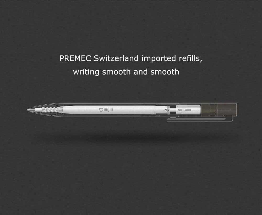 image-Original Xiaomi Mijia Metal Sign Pen Ballpen Mijia Signing Pen 0.5MM PREMEC Smooth Switzerland Refill Black/Blue/Red Ink