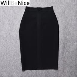 image-Willbenice Sexy Hot Pink Black Knee Length Bandage Skirts Wholesale Womens Bodycon Bandage Pencil Skirts Celebrity Party Skirts