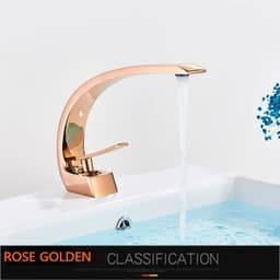 image-Rozin Bathroom Gold Basin Faucet Deck Mount Black Chrome Washing Basin Mixer Water Taps Creative Hot Cold Water Crane Mixers