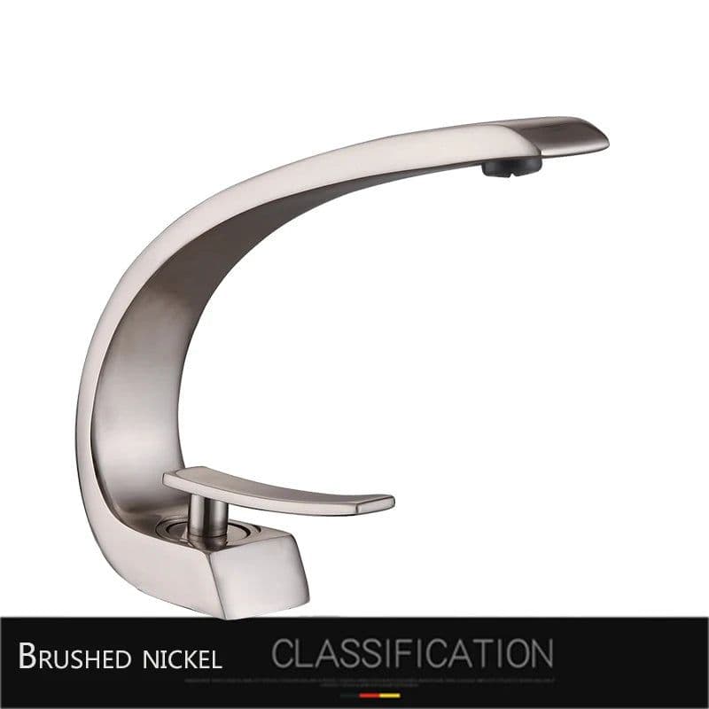 image-Rozin Bathroom Gold Basin Faucet Deck Mount Black Chrome Washing Basin Mixer Water Taps Creative Hot Cold Water Crane Mixers