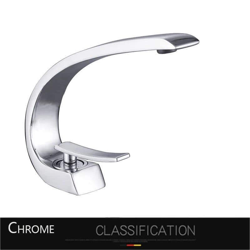 image-Rozin Bathroom Gold Basin Faucet Deck Mount Black Chrome Washing Basin Mixer Water Taps Creative Hot Cold Water Crane Mixers