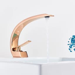 image-Rozin Bathroom Gold Basin Faucet Deck Mount Black Chrome Washing Basin Mixer Water Taps Creative Hot Cold Water Crane Mixers