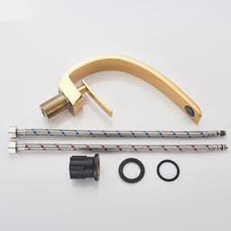 image-Rozin Bathroom Gold Basin Faucet Deck Mount Black Chrome Washing Basin Mixer Water Taps Creative Hot Cold Water Crane Mixers
