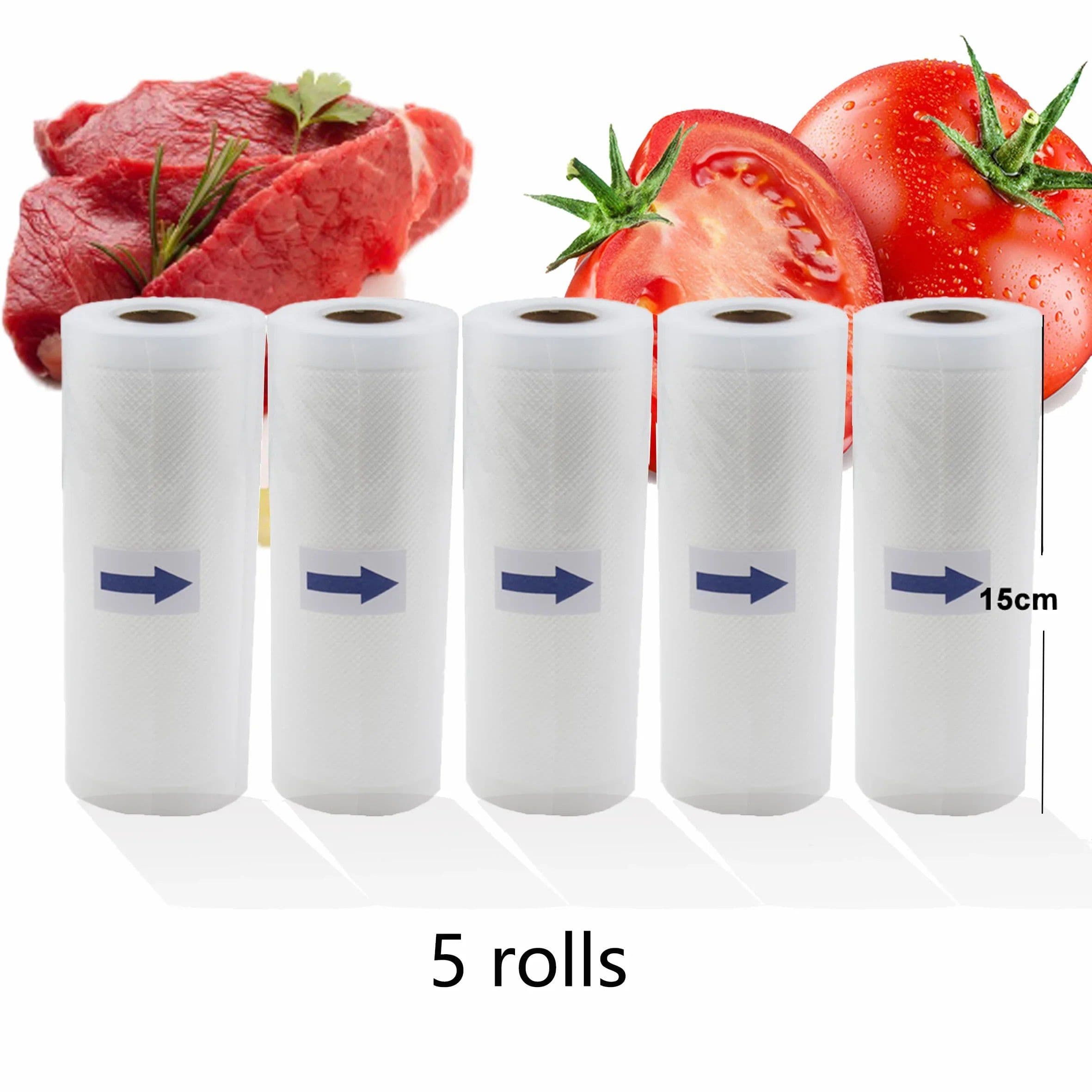 image-Food Vacuum Sealer Rolls Vacuum Bags packing BPA FREE Household Kitchen Food Vacuum Bags Sealer Storage Bags 5Rolls/Lot