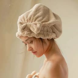 image-Quick Hair Drying Bath Towel Spa Bowknot Wrap Towel Cap Bathroom Accessories Thicken Bonnets For Women Designer Shower Cap