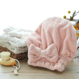 image-Quick Hair Drying Bath Towel Spa Bowknot Wrap Towel Cap Bathroom Accessories Thicken Bonnets For Women Designer Shower Cap