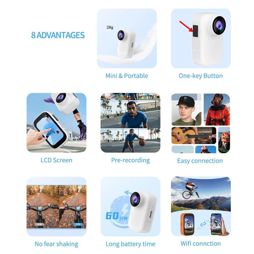 image-New For GO 3 Action Camera 4K WIFI Mini Thumb Camera DV Shooting Anti-Shake Touch Screen Motorcycle Sport Camcord Car Recorder