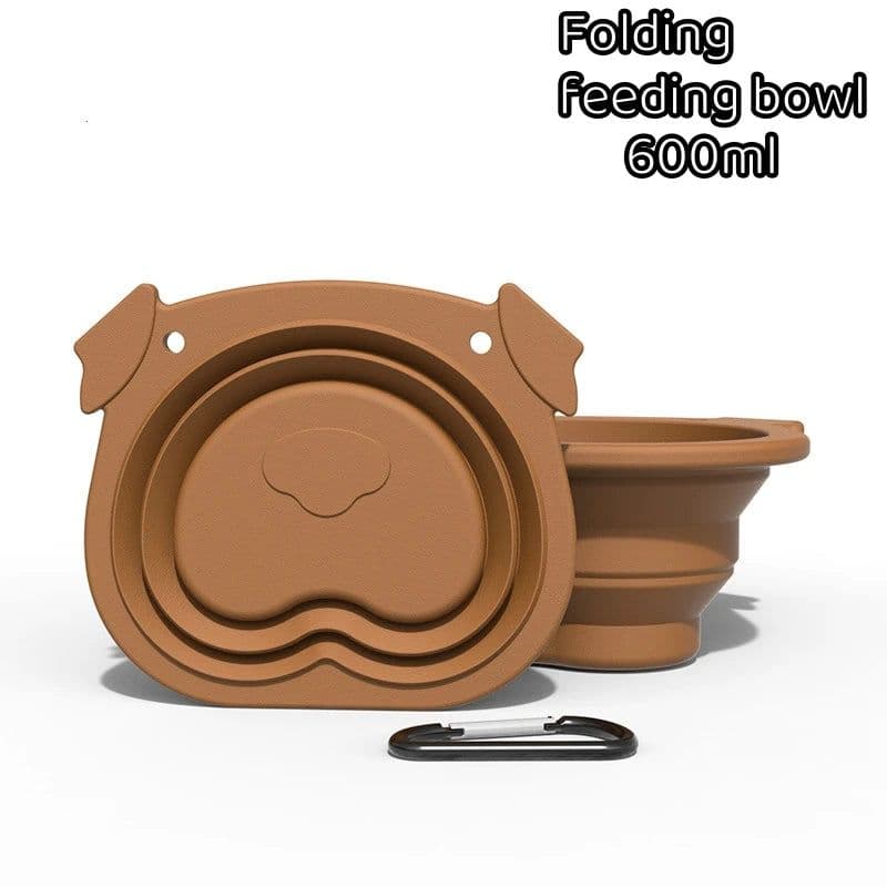 image-600ml Large Collapsible Dog Pet Folding Silicone Bowl Outdoor Travel Portable Puppy Food Container Feeder Dish Bowl