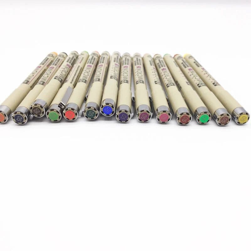 image-Set of 8/14colors SAKURA Pigma Micron Liner Pen 0.25mm 0.45mm Color Fineliner Drawing Lines Marker Pen Student Art Supplies
