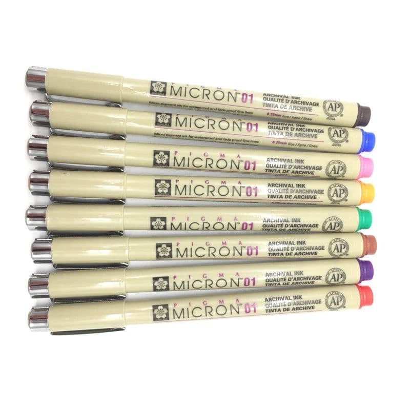 image-Set of 8/14colors SAKURA Pigma Micron Liner Pen 0.25mm 0.45mm Color Fineliner Drawing Lines Marker Pen Student Art Supplies