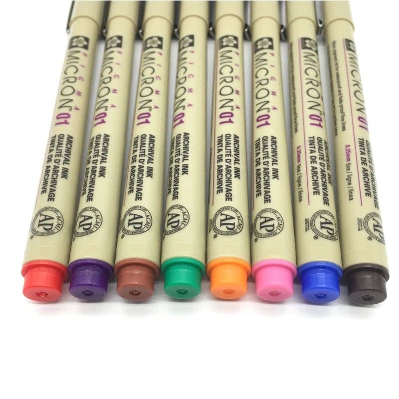 image-Set of 8/14colors SAKURA Pigma Micron Liner Pen 0.25mm 0.45mm Color Fineliner Drawing Lines Marker Pen Student Art Supplies