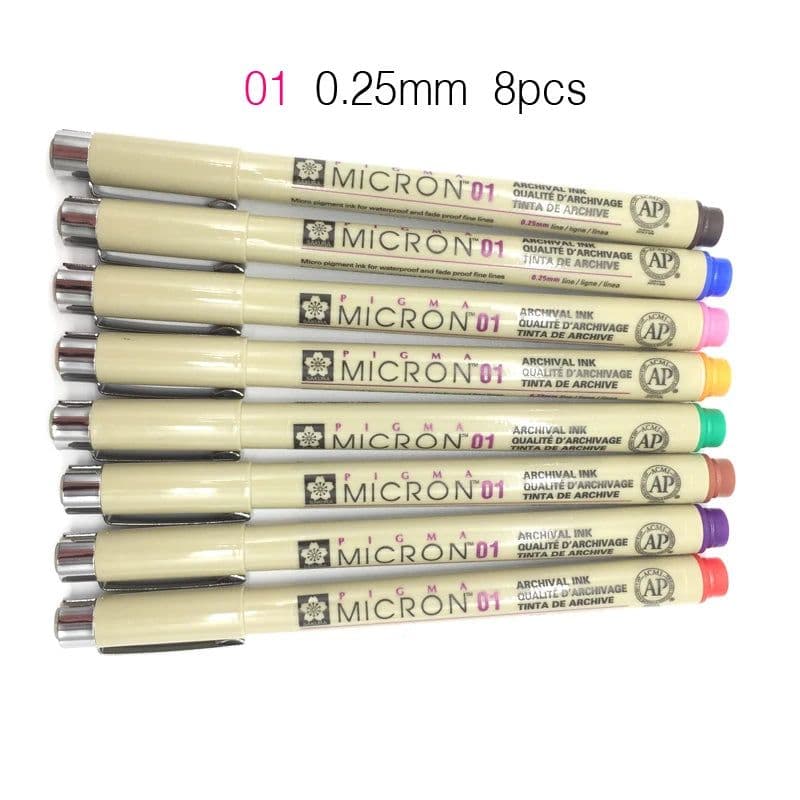 image-Set of 8/14colors SAKURA Pigma Micron Liner Pen 0.25mm 0.45mm Color Fineliner Drawing Lines Marker Pen Student Art Supplies