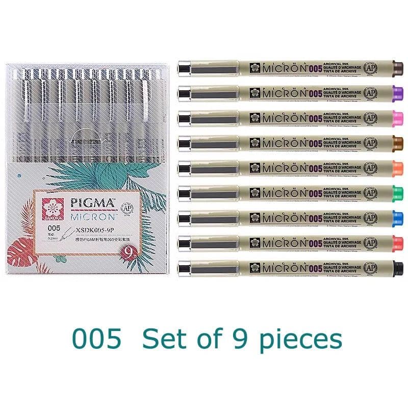 image-Set of 8/14colors SAKURA Pigma Micron Liner Pen 0.25mm 0.45mm Color Fineliner Drawing Lines Marker Pen Student Art Supplies