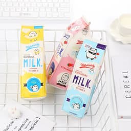 image-Cartoon Milk bottle school pencil case cute PU pen bag storage pouch Korea Stationery material office school supplies escolar