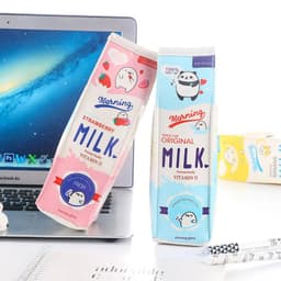 image-Cartoon Milk bottle school pencil case cute PU pen bag storage pouch Korea Stationery material office school supplies escolar