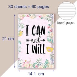 image-A5 Notebook Note BookMotivational Quote - I Can and I Will - Sketch Writing Blank Journal Success Notepad New Job Graduation
