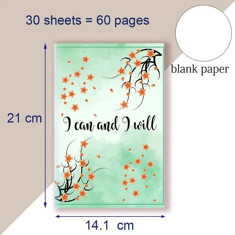image-A5 Notebook Note BookMotivational Quote - I Can and I Will - Sketch Writing Blank Journal Success Notepad New Job Graduation