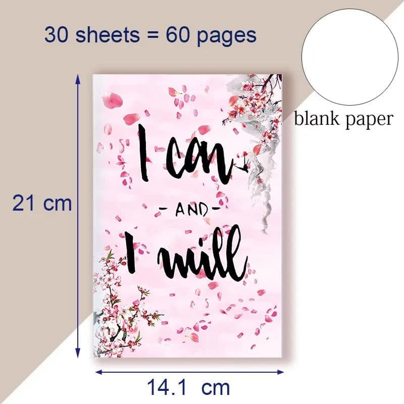 image-A5 Notebook Note BookMotivational Quote - I Can and I Will - Sketch Writing Blank Journal Success Notepad New Job Graduation
