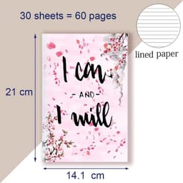 image-A5 Notebook Note BookMotivational Quote - I Can and I Will - Sketch Writing Blank Journal Success Notepad New Job Graduation