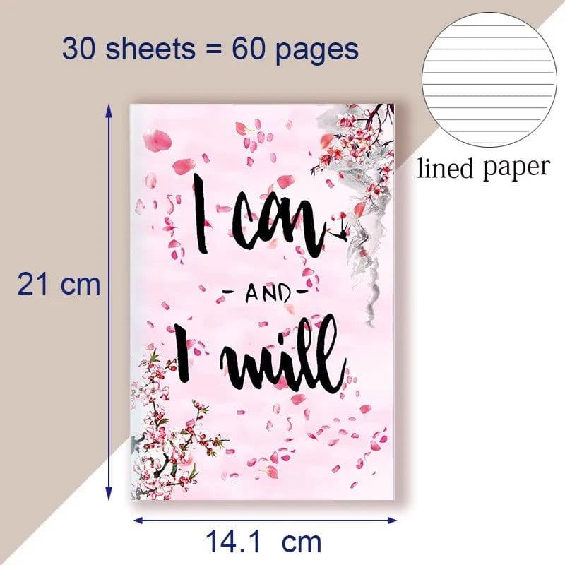 image-A5 Notebook Note BookMotivational Quote - I Can and I Will - Sketch Writing Blank Journal Success Notepad New Job Graduation