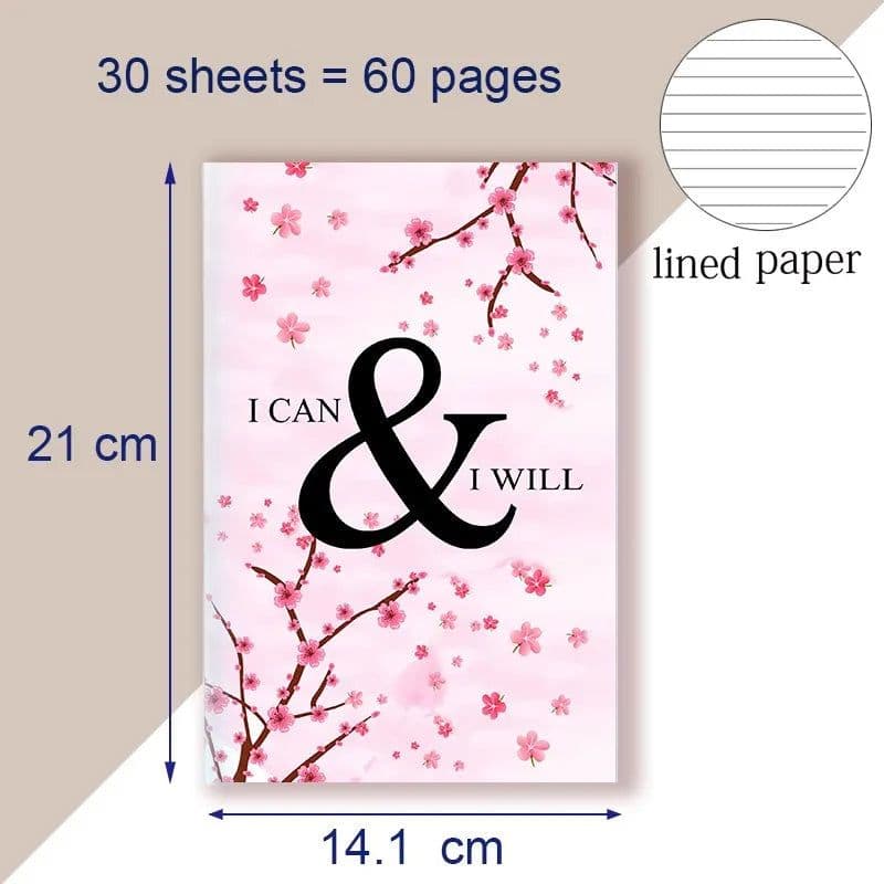 image-A5 Notebook Note BookMotivational Quote - I Can and I Will - Sketch Writing Blank Journal Success Notepad New Job Graduation