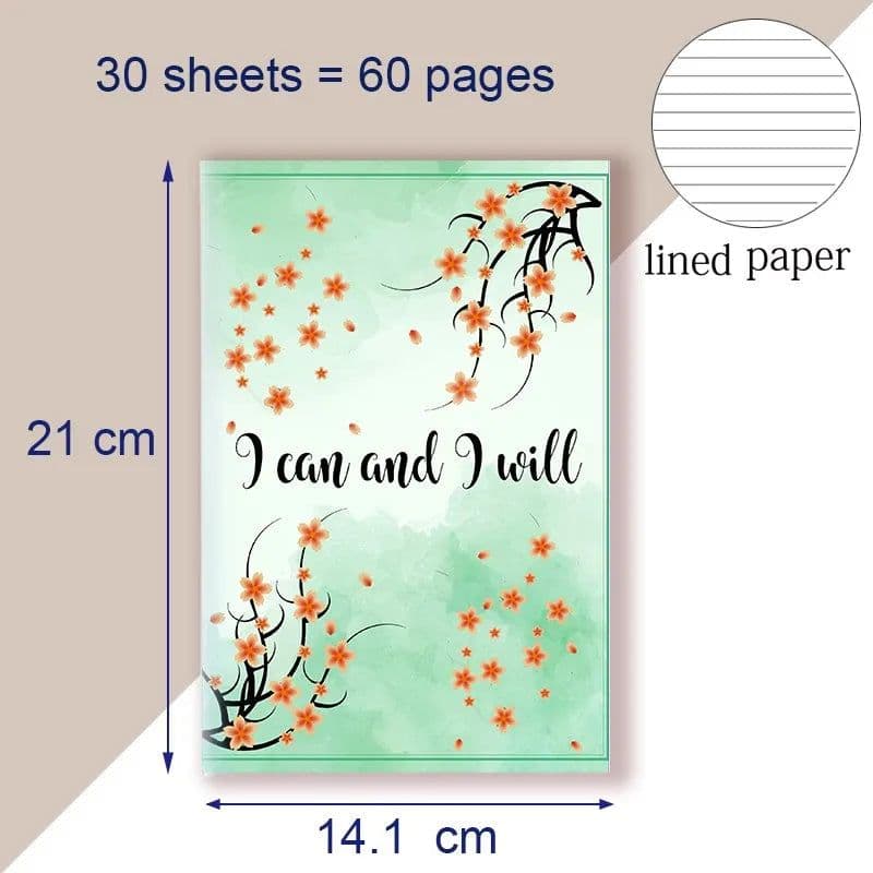 image-A5 Notebook Note BookMotivational Quote - I Can and I Will - Sketch Writing Blank Journal Success Notepad New Job Graduation