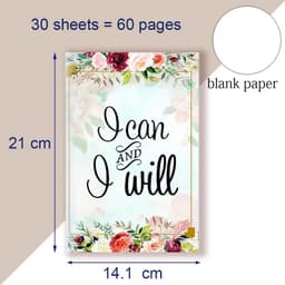 image-A5 Notebook Note BookMotivational Quote - I Can and I Will - Sketch Writing Blank Journal Success Notepad New Job Graduation
