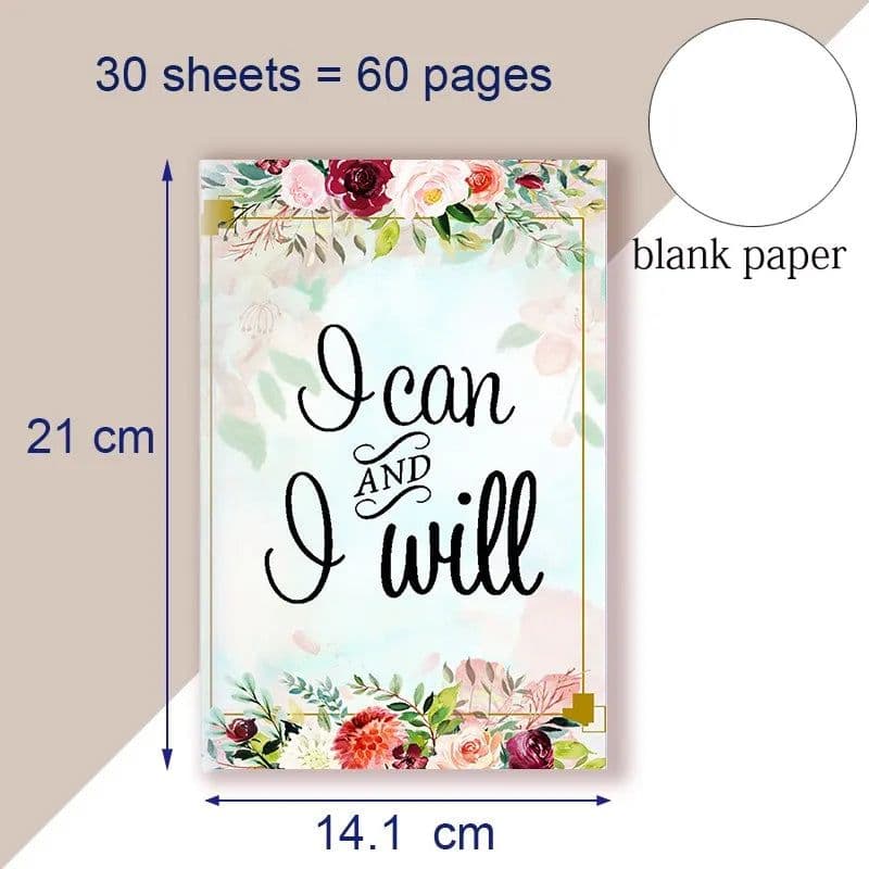 image-A5 Notebook Note BookMotivational Quote - I Can and I Will - Sketch Writing Blank Journal Success Notepad New Job Graduation