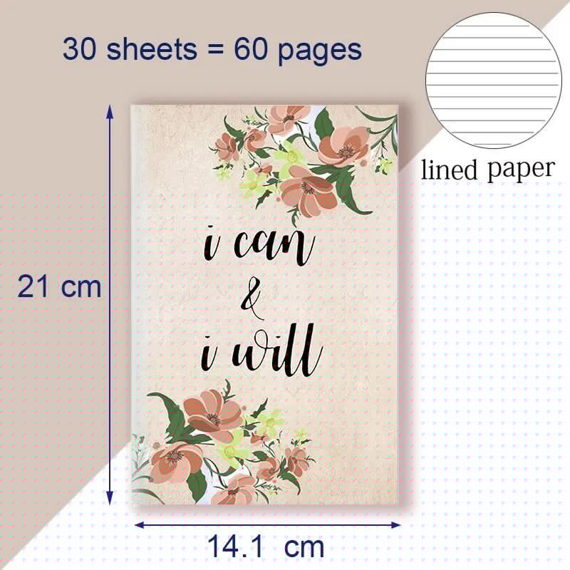image-A5 Notebook Note BookMotivational Quote - I Can and I Will - Sketch Writing Blank Journal Success Notepad New Job Graduation