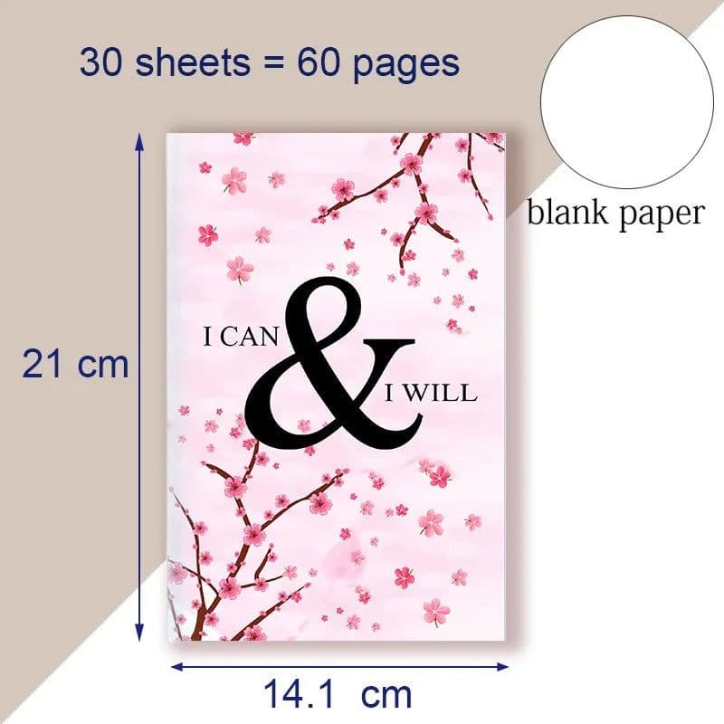 image-A5 Notebook Note BookMotivational Quote - I Can and I Will - Sketch Writing Blank Journal Success Notepad New Job Graduation