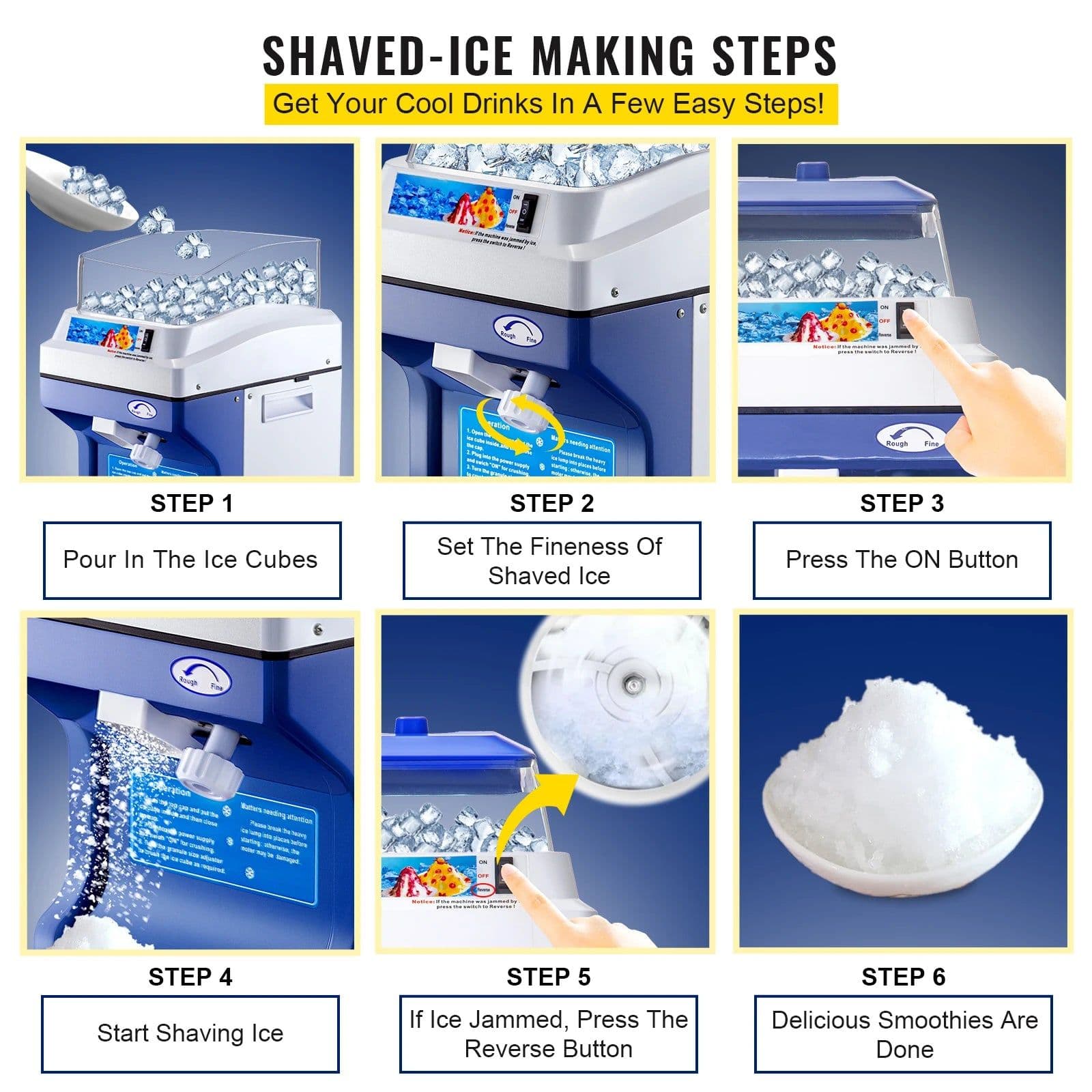 image-VEVOR 120/200 KG/H Electric Ice Shaver Branch Crusher Chopper Smoothie Blender Granizing Machine Shredder Snow Cone Cubes Maker