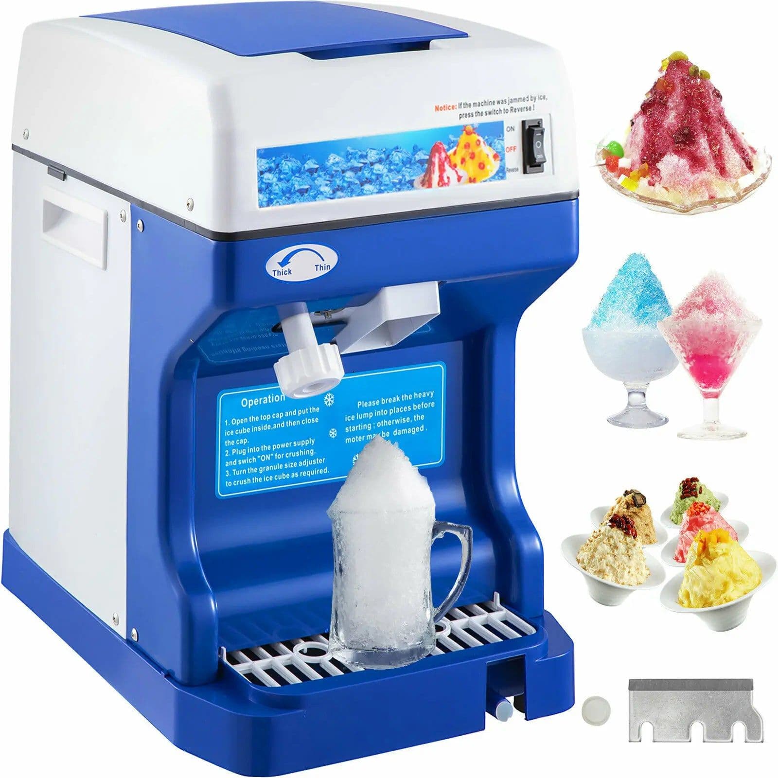 image-VEVOR 120/200 KG/H Electric Ice Shaver Branch Crusher Chopper Smoothie Blender Granizing Machine Shredder Snow Cone Cubes Maker