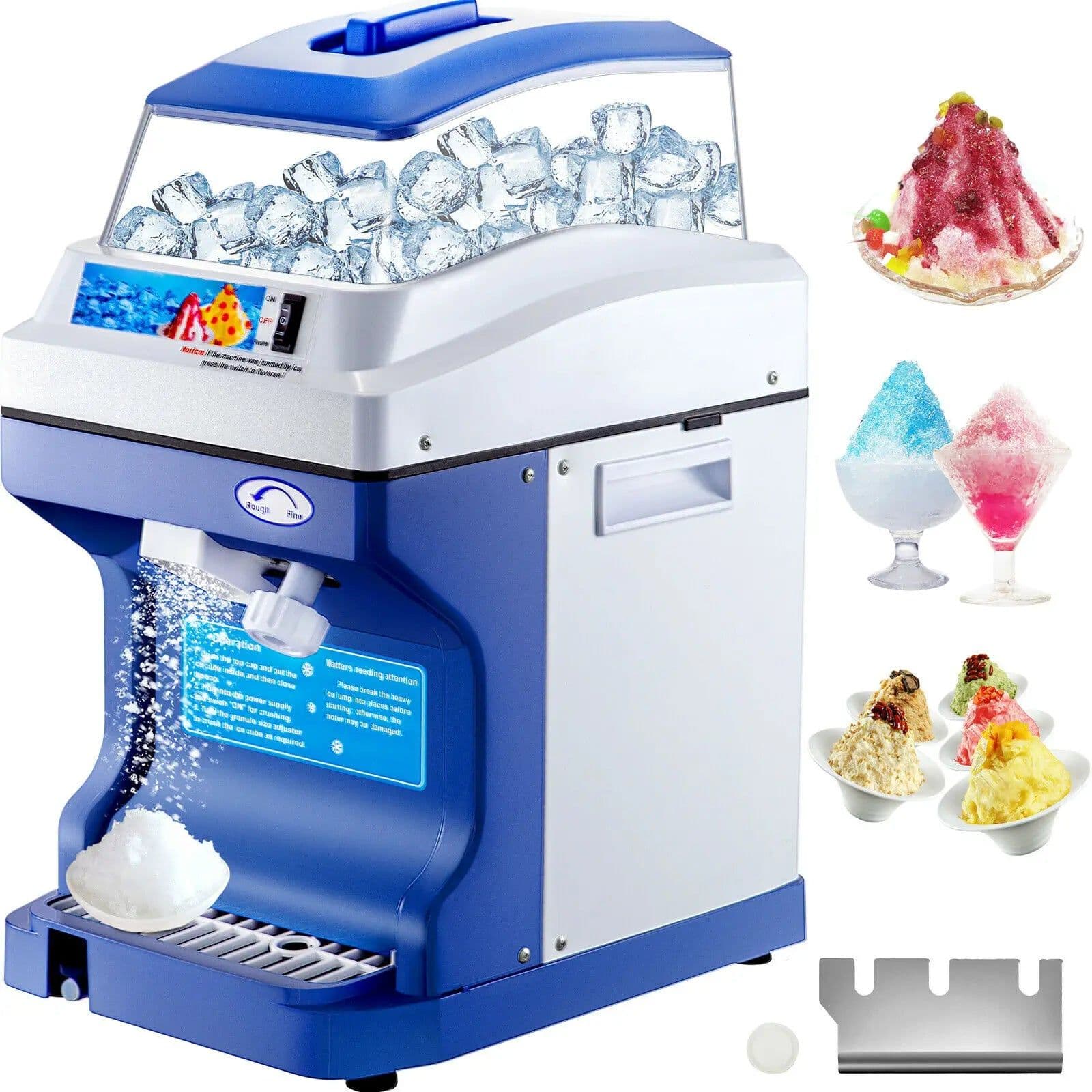 image-VEVOR 120/200 KG/H Electric Ice Shaver Branch Crusher Chopper Smoothie Blender Granizing Machine Shredder Snow Cone Cubes Maker