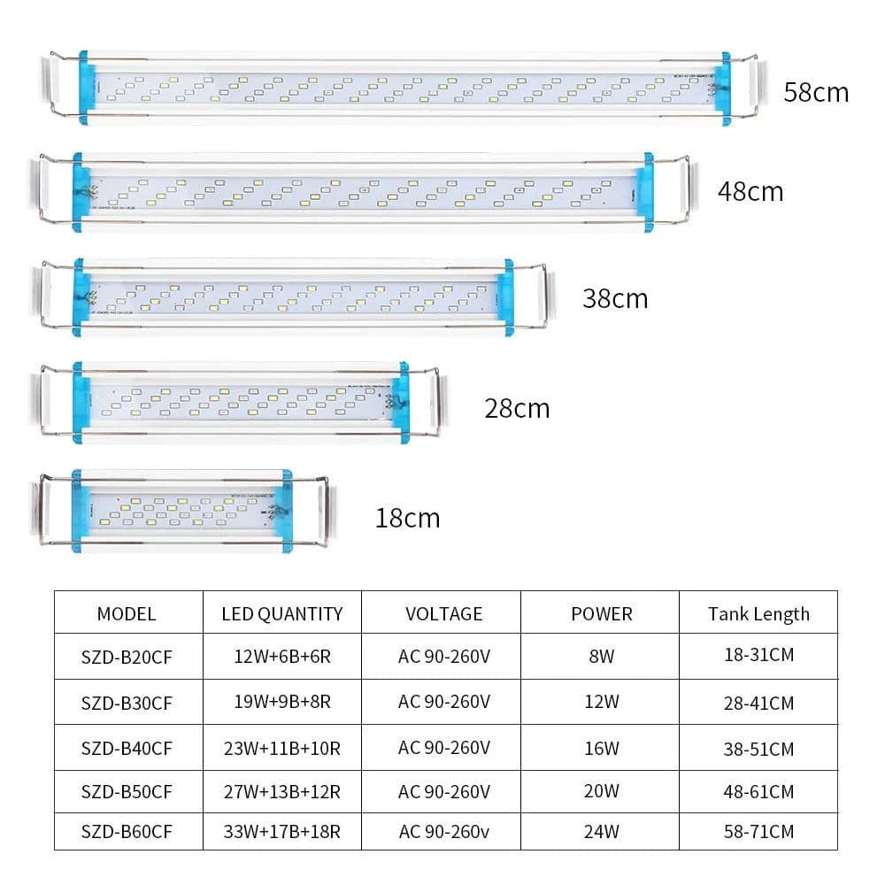image-110-240V fish tank ultra-thin aquarium lights 19-71CM tri-color lighting aquascape stand lights fish tank LED lights
