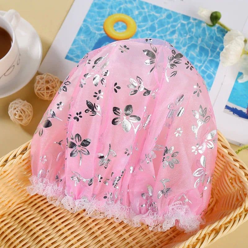 image-Waterproof Bath Hat Thickened Waterproof And Oil Fume Cap Women Spa Hair Salon Supplies Shower Cap Bathroom Accessories