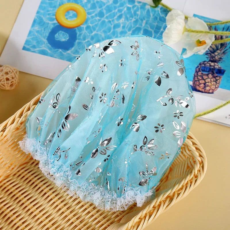 image-Waterproof Bath Hat Thickened Waterproof And Oil Fume Cap Women Spa Hair Salon Supplies Shower Cap Bathroom Accessories