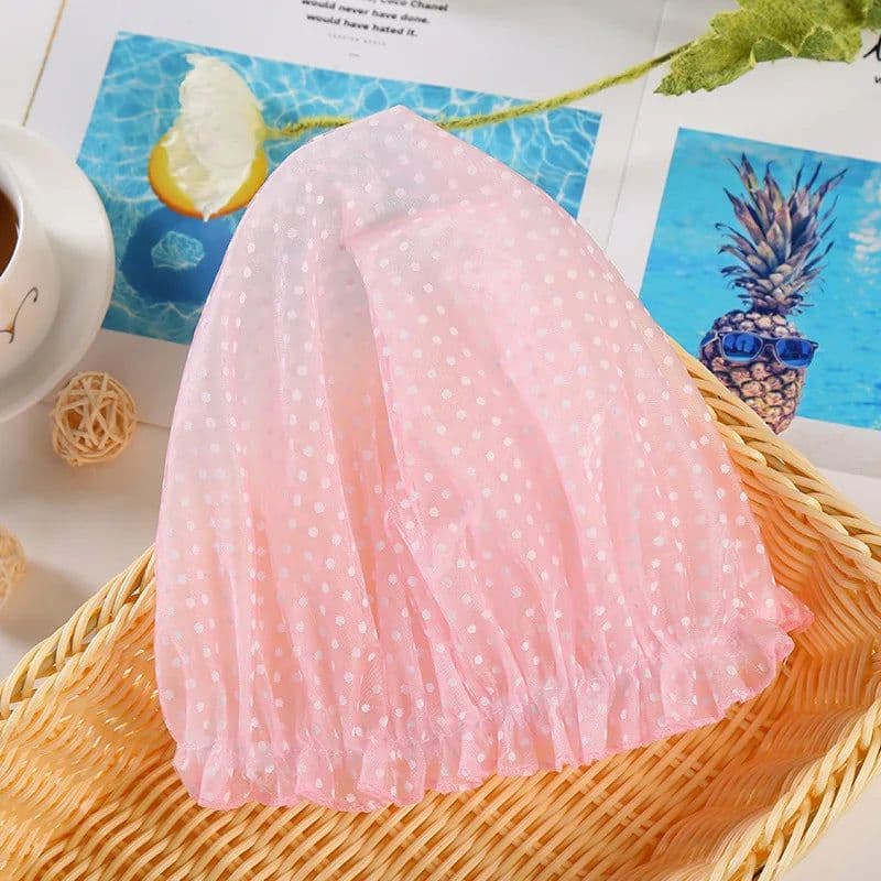 image-Waterproof Bath Hat Thickened Waterproof And Oil Fume Cap Women Spa Hair Salon Supplies Shower Cap Bathroom Accessories