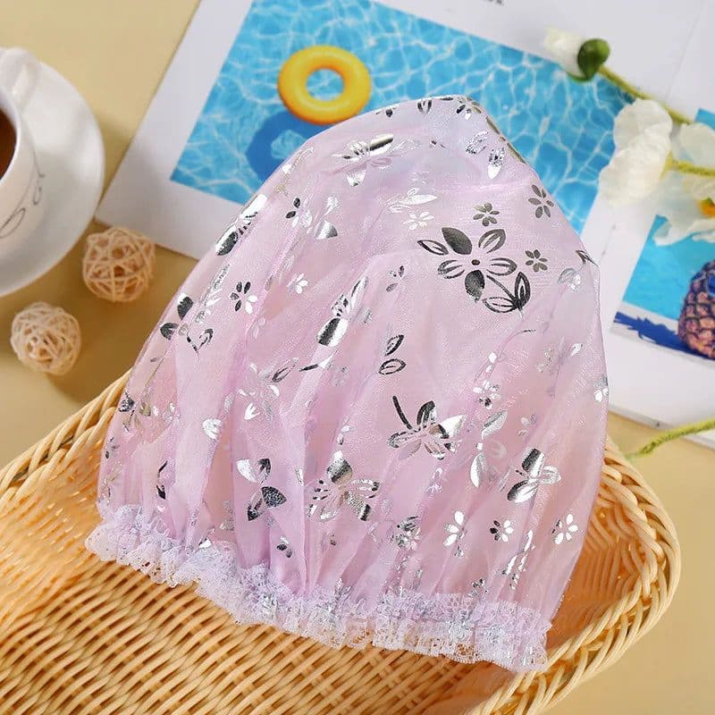 image-Waterproof Bath Hat Thickened Waterproof And Oil Fume Cap Women Spa Hair Salon Supplies Shower Cap Bathroom Accessories