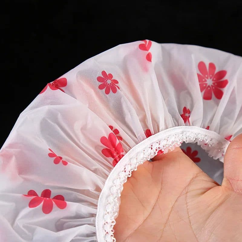 image-Waterproof Bath Hat Thickened Waterproof And Oil Fume Cap Women Spa Hair Salon Supplies Shower Cap Bathroom Accessories