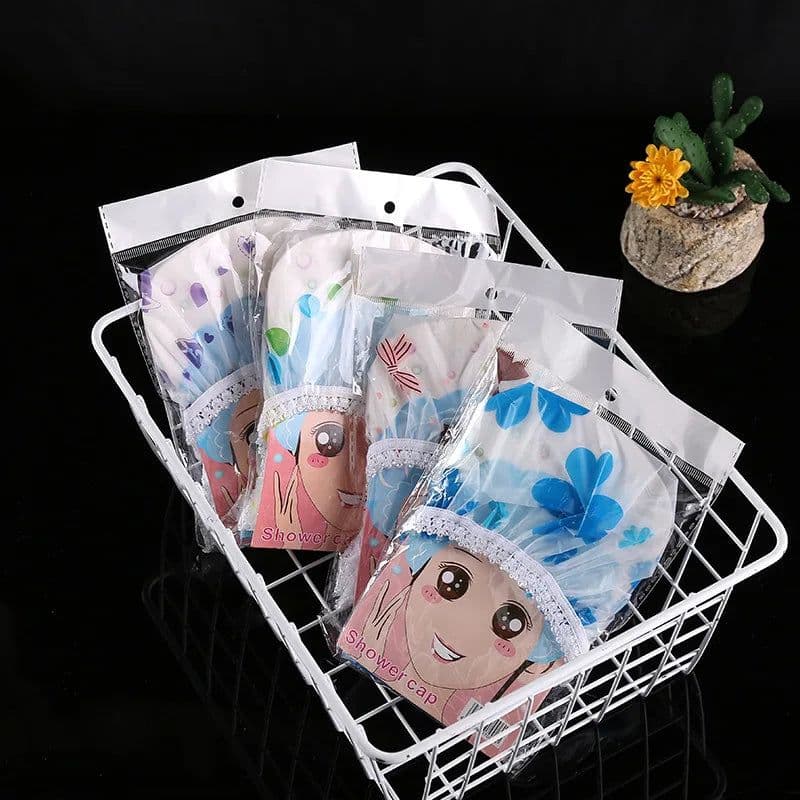 image-Waterproof Bath Hat Thickened Waterproof And Oil Fume Cap Women Spa Hair Salon Supplies Shower Cap Bathroom Accessories