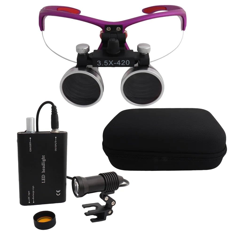 image-Dental Loupes Dental Magnifier Dental Lab Medical Loupes Magnification Binocular 2.5/3.5x Headlight Headlamp 3W/5W Seperately